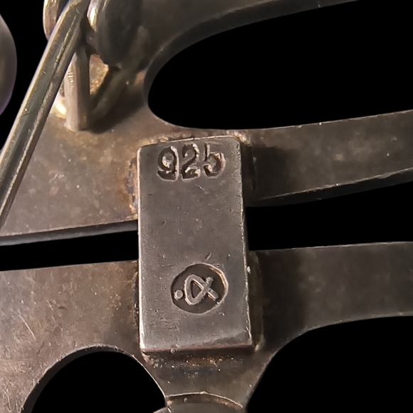 Modernist Sterling Silver Amethyst Brooch | Abstract Geometric Design | Handmade - Picture 9 of 10